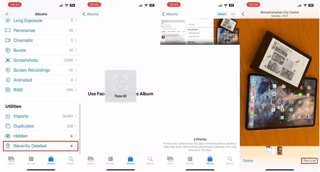 潼南苹果14维修分享 iPhone14 上恢复已删除的照片 