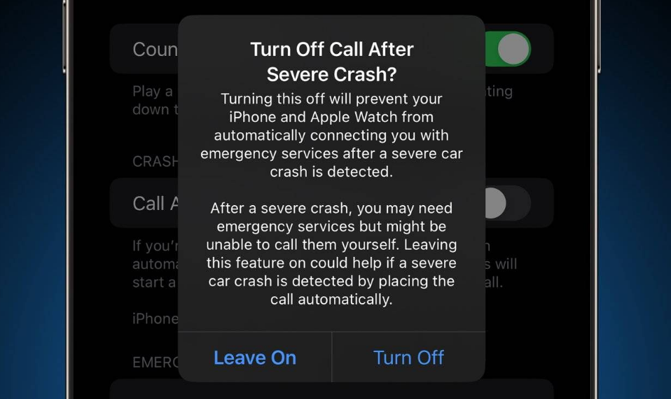 潼南苹果14维修分享 iPhone 14 和 Apple Watch 上关闭崩溃检测 