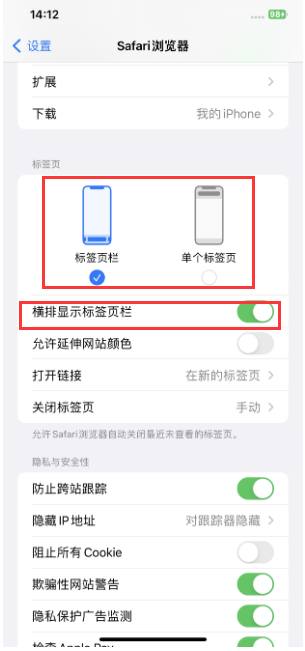 潼南苹果手机维修分享Safari浏览器如何切换标签栏位置 