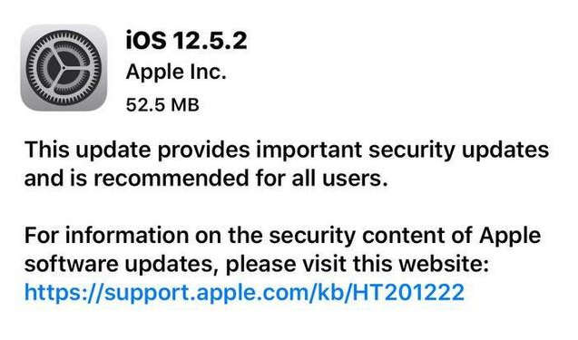 潼南苹果手机维修分享iOS12.5.2发布，建议所有老苹果用户安装 